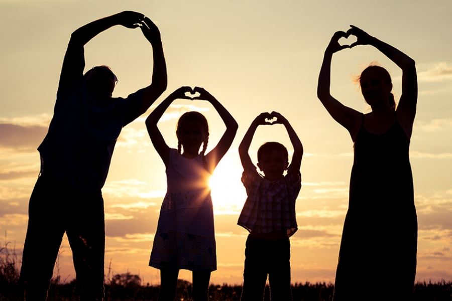 Family at sunset